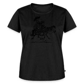 Thelwell Two Cowboys Reiten - Frauen Premium Bio T-Shirt - Schwarz - Vorne - Selfina (174cm)
