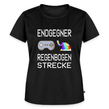 Endgegner Regenbogenstrecke Mario Kart Gaming - Frauen Premium Bio T-Shirt - Schwarz - Vorne - Selfina (174cm)
