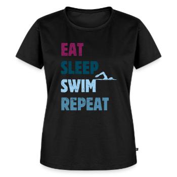 Eat Sleep Swim Repeat - Kraul Stil - Kraulen - Frauen Premium Bio T-Shirt - Schwarz - Vorne - Selfina (174cm)