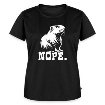 Capybara - Nope. Don't worry, be capy - Frauen Premium Bio T-Shirt - Schwarz - Vorne - Selfina (174cm)