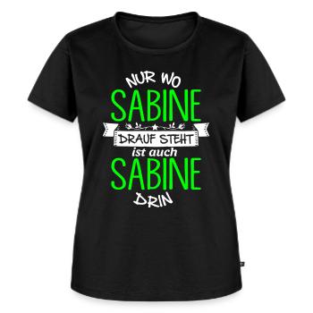 SABINE die Echte - Frauen Premium Bio T-Shirt - Schwarz - Vorne - Selfina (174cm)