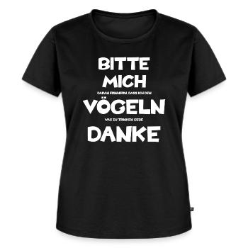 Bitte mich Vögeln - Frauen Premium Bio T-Shirt - Schwarz - Vorne - Selfina (174cm)