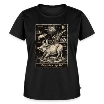 Only when pigs fly - Frauen Premium Bio T-Shirt - Schwarz - Vorne - Selfina (174cm)