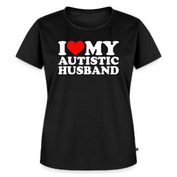 I Love My Autistic Husband Heart My Husband Autism - T-shirt Premium bio Femme - noir - Devant - Selfina (174cm)
