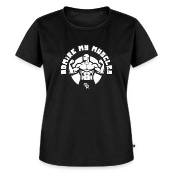 Admire my muscles bw, muscular bodybuilder - Women's Premium Organic T-shirt - black - Front - Selfina (174cm)
