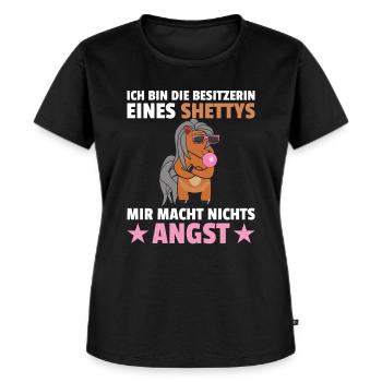Shetty Spruch Shetland Pony - Frauen Premium Bio T-Shirt - Schwarz - Vorne - Selfina (174cm)