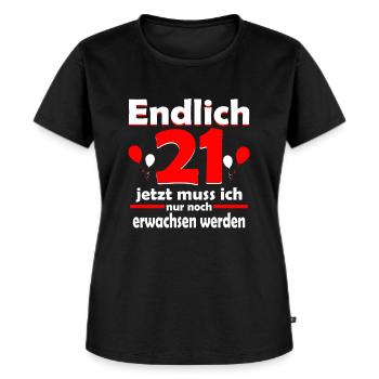 Endlich 21 Jahre 21 Geburtstag Geschenk Birthday - Frauen Premium Bio T-Shirt - Schwarz - Vorne - Selfina (174cm)