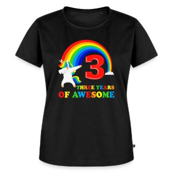 3. Geburtstag Geschenk 3 Jahre dabbing Einhorn - Frauen Premium Bio T-Shirt - Schwarz - Vorne - Selfina (174cm)