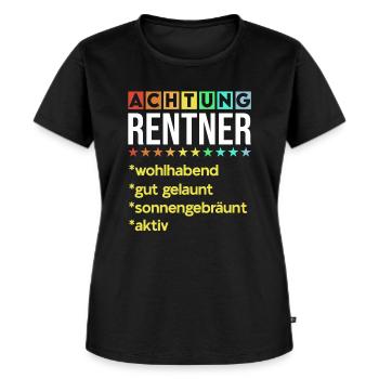 Achtung Rentner Lustige Renten Sprüche Rente Motiv - Frauen Premium Bio T-Shirt - Schwarz - Vorne - Selfina (174cm)