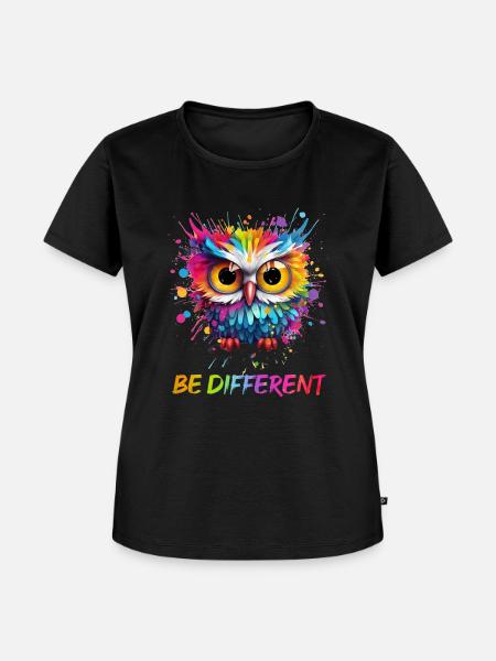 LUSTIGE BUNTE EULE - Frauen Premium Bio T-Shirt - Schwarz