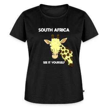 Südafrika Giraffe Reiseführer - Frauen Premium Bio T-Shirt - Schwarz - Vorne - Selfina (174cm)