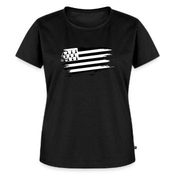 Cadeau pour un feu Drapeau breton Breizh Bretagne - T-shirt Premium bio Femme - noir - Devant - Selfina (174cm)