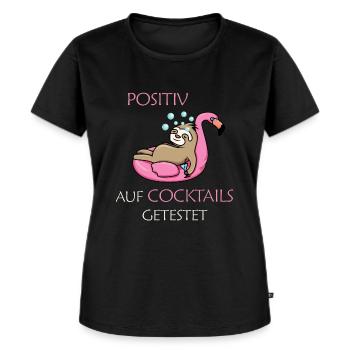 Positiv auf COCKTAILS getestet - Lustiges Faultier - Frauen Premium Bio T-Shirt - Schwarz - Vorne - Selfina (174cm)