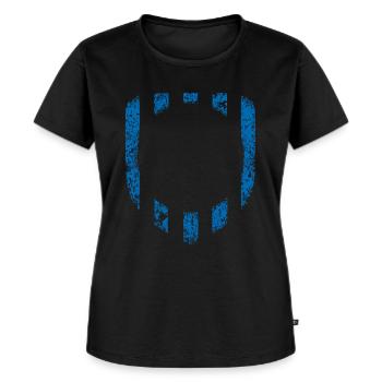 Wappen Hintergrund - Blau mit Loch VINTAGE Rahmen - Frauen Premium Bio T-Shirt - Schwarz - Vorne - Selfina (174cm)