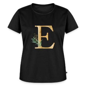 Personalisierbar Monogramm E Botanik - Frauen Premium Bio T-Shirt - Schwarz - Vorne - Selfina (174cm)