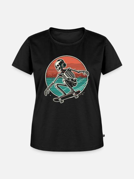 Skeleton Skateboarden - Frauen Premium Bio T-Shirt - Schwarz