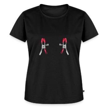 Pinces à tétons BDSM Bondage Roleplaying Fetish Vers - T-shirt Premium bio Femme - noir - Devant - Selfina (174cm)