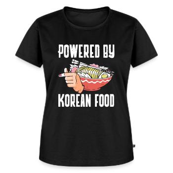 Powered By Koreanisches Essen Koreanischer - Frauen Premium Bio T-Shirt - Schwarz - Vorne - Selfina (174cm)