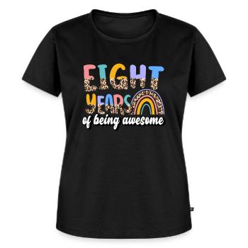 Huit ans Génial Animal Skin Pattern Anniversaire - T-shirt Premium bio Femme - noir - Devant - Selfina (174cm)