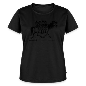 Thelwell Cartoon Viererbande - Frauen Premium Bio T-Shirt - Schwarz - Vorne - Selfina (174cm)