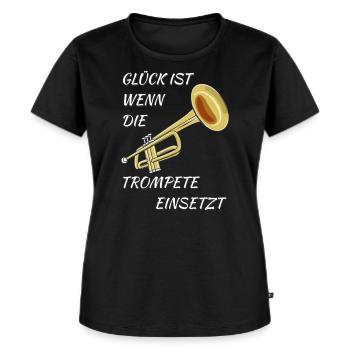 GLÜCK IST WENN DIE TROMPETE EINSETZT - Frauen Premium Bio T-Shirt - Schwarz - Vorne - Selfina (174cm)