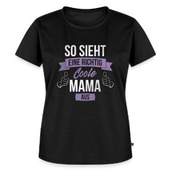 So sieht eine coole Mama aus Mami Muttertag Mama - Frauen Premium Bio T-Shirt - Schwarz - Vorne - Selfina (174cm)