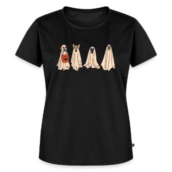 Ghost Dog Shirt, 2022 Happy Halloween - Frauen Premium Bio T-Shirt - Schwarz - Vorne - Selfina (174cm)