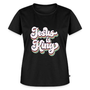 Jesus Is King - Frauen Premium Bio T-Shirt - Schwarz - Vorne - Selfina (174cm)