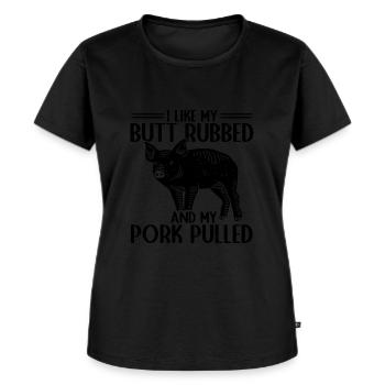 BBQ Pulled Pork Schwein Grill - Frauen Premium Bio T-Shirt - Schwarz - Vorne - Selfina (174cm)