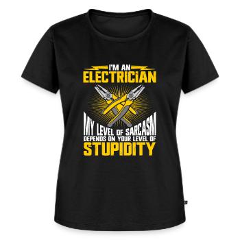 Électricien - T-shirt Premium bio Femme - noir - Devant - Selfina (174cm)
