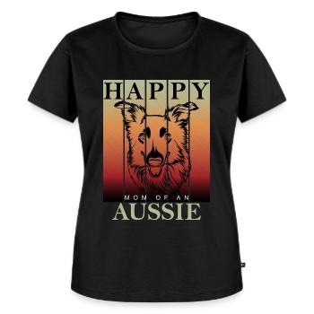 Australien Shepherd Aussie Mom - Frauen Premium Bio T-Shirt - Schwarz - Vorne - Selfina (174cm)