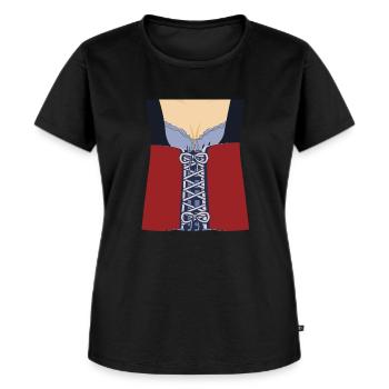 Dirndl Tracht - Frauen Premium Bio T-Shirt - Schwarz - Vorne - Selfina (174cm)