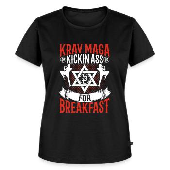 Krav Maga Apparel Israeli Self - Frauen Premium Bio T-Shirt - Schwarz - Vorne - Selfina (174cm)