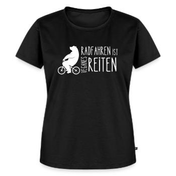 Radfahren ist veganes Reiten - Frauen Premium Bio T-Shirt - Schwarz - Vorne - Selfina (174cm)