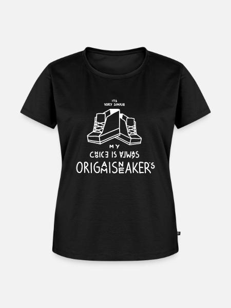 Turnschuh Faltkunst - Frauen Premium Bio T-Shirt - Schwarz
