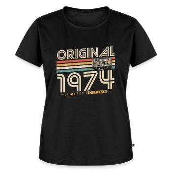 Original 1974 Jahrgang Vintage Geburtstag Retro - Frauen Premium Bio T-Shirt - Schwarz - Vorne - Selfina (174cm)