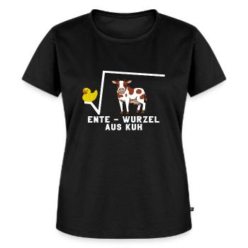 Ente Wurzel Kuh Mathe Wortspiel Mathematik Mathe - Frauen Premium Bio T-Shirt - Schwarz - Vorne - Selfina (174cm)
