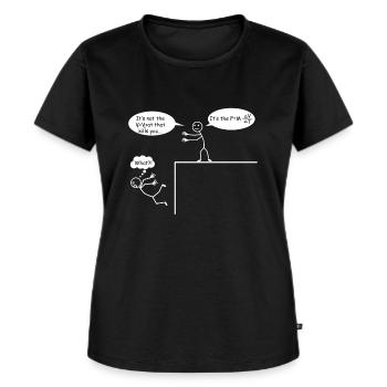 Physiker Physik Wissenschaftler Chemie Fallkraft - Frauen Premium Bio T-Shirt - Schwarz - Vorne - Selfina (174cm)