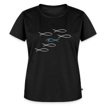Christ Symbol Fisch Glaube Gott christlich Jesus - Frauen Premium Bio T-Shirt - Schwarz - Vorne - Selfina (174cm)