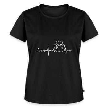 Hunde, Herzschlag, Hundepfote, Hundeliebe - Frauen Premium Bio T-Shirt - Schwarz - Vorne - Selfina (174cm)
