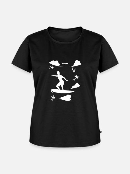 Wolken Surfer - Frauen Premium Bio T-Shirt - Schwarz