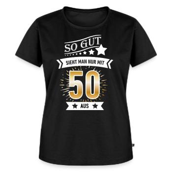 Geburtstag! 50! 50. Geburtstag! - Frauen Premium Bio T-Shirt - Schwarz - Vorne - Selfina (174cm)