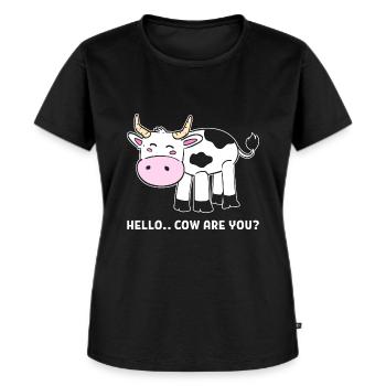 Lustige Kuh Rancharbeiter Landwirt - Frauen Premium Bio T-Shirt - Schwarz - Vorne - Selfina (174cm)