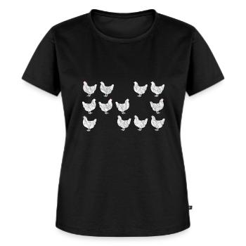 Drie rijen mooie kippen om te leren kennen - Vrouwen Premium Bio T-shirt - zwart - Voor - Selfina (174cm)