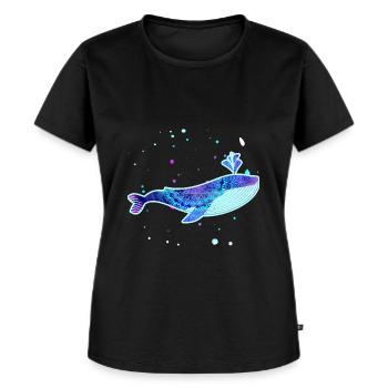 Blauwal Muster Pastelltöne - Frauen Premium Bio T-Shirt - Schwarz - Vorne - Selfina (174cm)