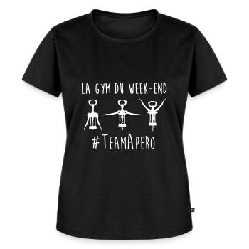 gym week end - T-shirt Premium bio Femme - noir - Devant - Selfina (174cm)