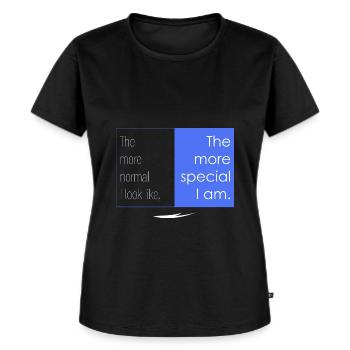 Je besonderer ich bin - Frauen Premium Bio T-Shirt - Schwarz - Vorne - Selfina (174cm)