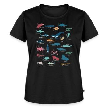 Meerestiere Alphabet Meeresbiologie - Frauen Premium Bio T-Shirt - Schwarz - Vorne - Selfina (174cm)