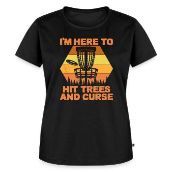 Disques de golf de golf Frisbee Frolf Discgolf - T-shirt Premium bio Femme - noir - Devant - Selfina (174cm)
