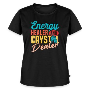 Médecine énergétique Guérison Cristaux d’énergie positive - T-shirt Premium bio Femme - noir - Devant - Selfina (174cm)